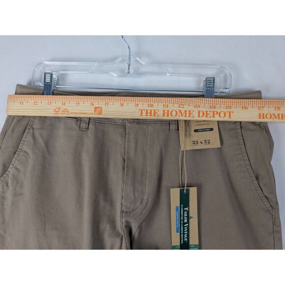 Tailor Vintage Pants Mens 33x32 Khaki Classic Fit Stretch Straight Leg - Picture 5 of 7